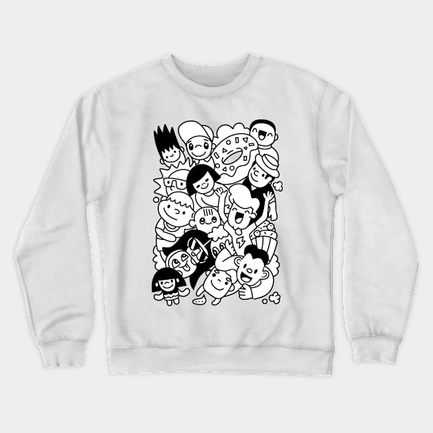 Happy kid cartoon doodle collection ,Hand Drawn Vector Illustration of Doodle, illustrator line tools drawing,Flat Design Crewneck Sweatshirt by 9georgeDoodle